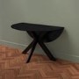 Small Black Wooden Drop Leaf Space Saving Round Extendable Dining Table - Seats 2 - 4 - Carson