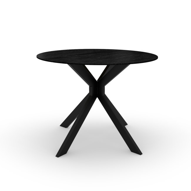 Small Black Wooden Drop Leaf Space Saving Round Extendable Dining Table - Seats 2 - 4 - Carson