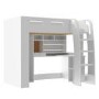 High Sleeper Loft Bed with Desk and Wardrobe in White - Carter