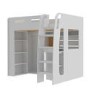 High Sleeper Loft Bed with Desk and Wardrobe in White - Carter