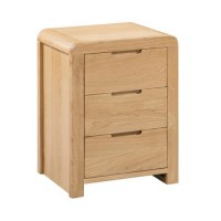 Curved Oak Modern 3 Drawer Bedside Table - Julian Bowen