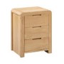 Curved Oak Modern 3 Drawer Bedside Table - Julian Bowen