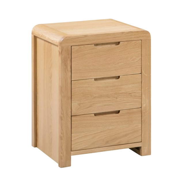 Curved Oak Modern 3 Drawer Bedside Table - Julian Bowen