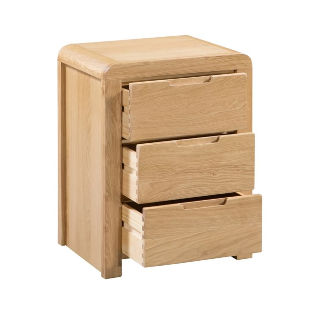 Curved Oak Modern 3 Drawer Bedside Table - Julian Bowen