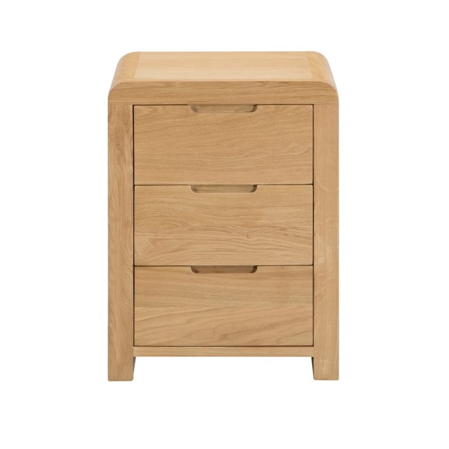 Curved Oak Modern 3 Drawer Bedside Table - Julian Bowen