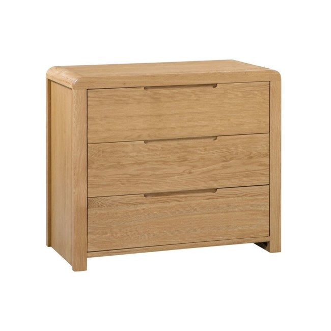 Curved Oak Modern Chest of 3 Drawers - Julian Bowen