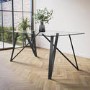 Glass Top Dining Table with Black Metal Legs - Seats 6 - Dax