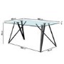 Glass Top Dining Table with Black Metal Legs - Seats 6 - Dax