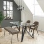 Glass Top Dining Table with Black Metal Legs - Seats 6 - Dax