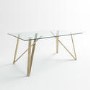 Glass Top Dining Table with Gold Legs - Seats 6 - Dax