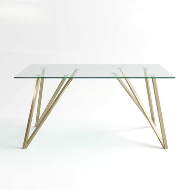 Glass Top Dining Table with Gold Legs - Seats 6 - Dax