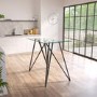 Small Glass Breakfast Bar Table with Black Metal Legs - Seats 2 - Dax