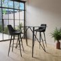 Small Glass Breakfast Bar Table with Black Metal Legs - Seats 2 - Dax