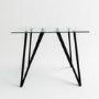 Small Glass Breakfast Bar Table with Black Metal Legs - Seats 2 - Dax