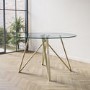 Round Glass Dining Table with Gold Legs - Seats 4 - Dax