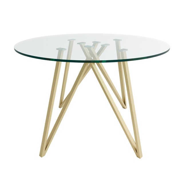 ALMOST PERFECT - Round Glass Dining Table with Gold Legs - Seats 4 - Dax