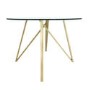 Round Glass Dining Table with Gold Legs - Seats 4 - Dax