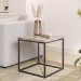 Square Beige Travertine Effect Side Table  - Demi