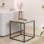 Square Beige Travertine Effect Side Table  - Demi