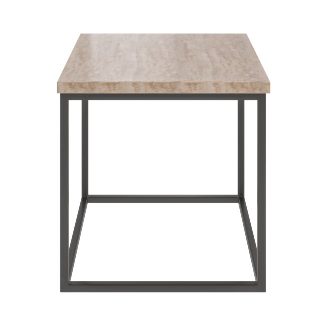 Square Beige Travertine Effect Side Table  - Demi