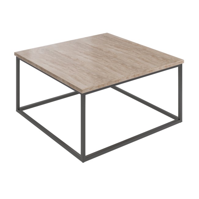 Square Beige Travertine Effect Coffee Table - Demi