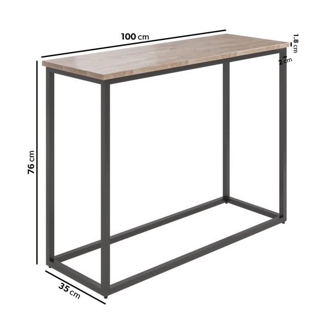 Travertine Effect Console Table - Demi