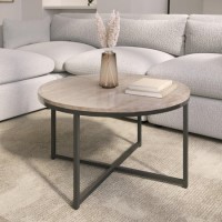 Round Beige Travertine Effect Coffee Table - Demi