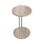 Round Beige Travertine Effect Sofa Table - Demi