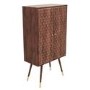 Tall Solid Mango Wood Drinks Cabinet with Wine Rack - Dejan