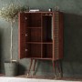 Tall Solid Mango Wood Drinks Cabinet with Wine Rack - Dejan