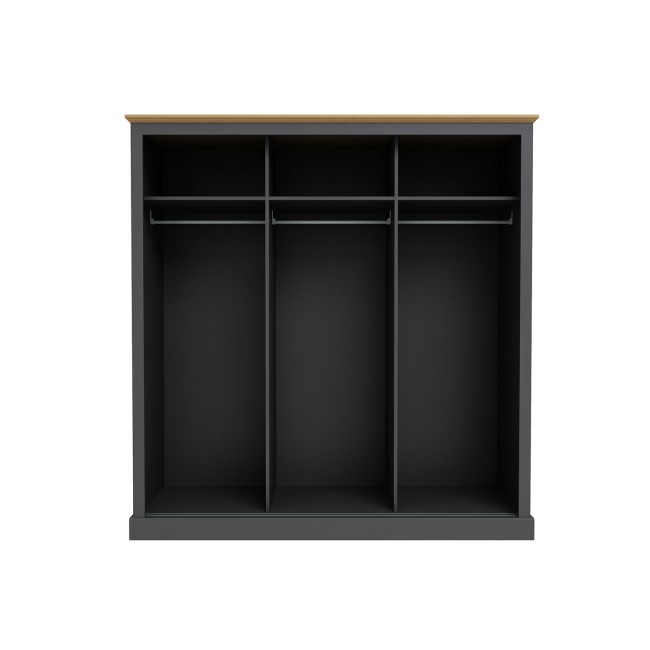 Dark Grey and Oak 3 Door Sliding Mirrored Wardrobe - Devon - LPD