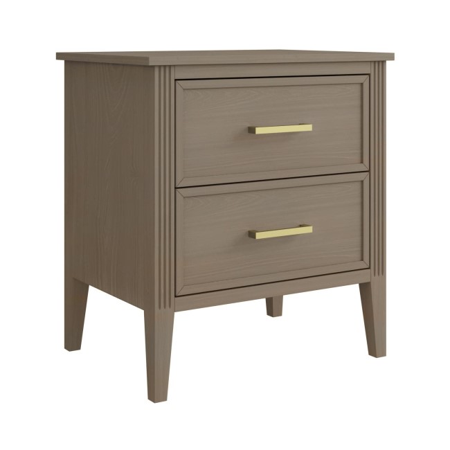 Wide Dark Wood 2-Drawer Bedside Table - Delilah