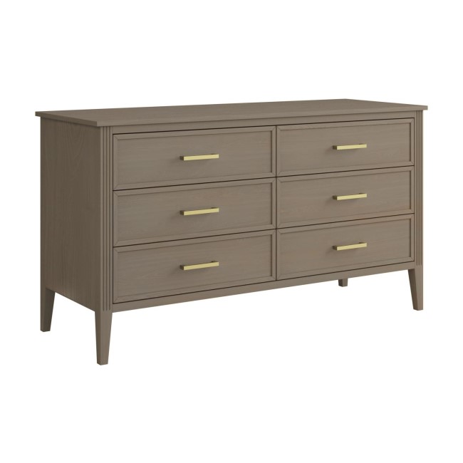 Wide Dark Wood Chest Of 6 Drawers - Delilah