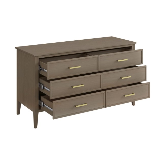 Wide Dark Wood Chest Of 6 Drawers - Delilah