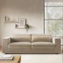 Beige Velvet 3 Seater Sofa with Side Tables - Elias