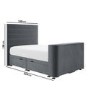 Double TV Ottoman Bed in Grey Velvet with Stripe Headboard - Eden