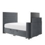 Double TV Ottoman Bed in Grey Velvet with Stripe Headboard - Eden