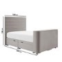 Double TV Ottoman Bed in Mink Brown Velvet with Stripe Headboard - Eden