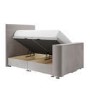 Double TV Ottoman Bed in Mink Brown Velvet with Stripe Headboard - Eden