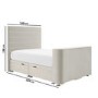 Double TV Ottoman Bed in Cream Velvet with Stripe Headboard - Eden