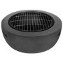 electriQ Round Stone Wood or Charcoal Burning BBQ Fire Pit - Dark Grey