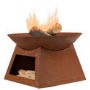 electriQ Round Rust Effect Wood Burning Outdoor Garden Fire Pit