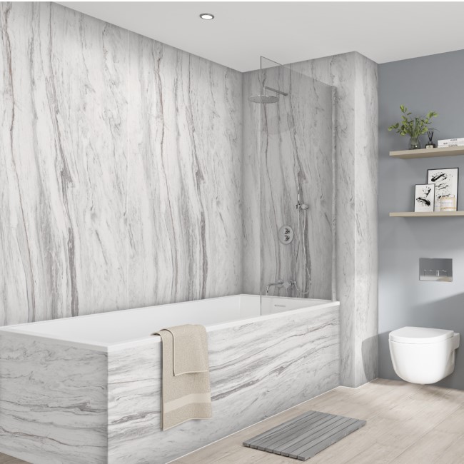 Grey Marmo Linea Wall Panel 600mm with Tongue and Groove - Wetwall