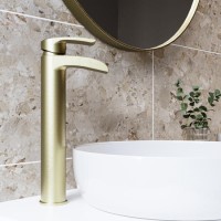 Brushed Brass Tall Mono Basin Mixer - Elina