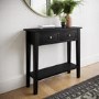 Small Narrow Black Wood Console Table with Drawers - Elms