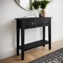 Small Narrow Black Wood Console Table with Drawers - Elms