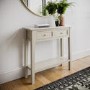 Small Narrow Taupe Wood Console Table with Drawers - Elms