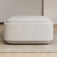 Large Cream Boucle Footstool with Storage - Elvi