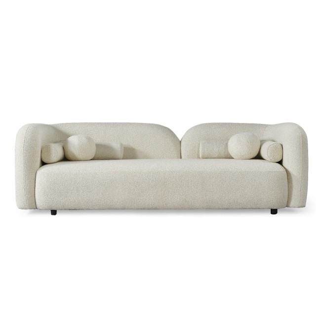 Cream Boucle Curved 3 Seater Cloud Sofa - Elma