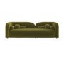 Olive Green Velvet Curved 3 Seater Cloud Sofa - Elma